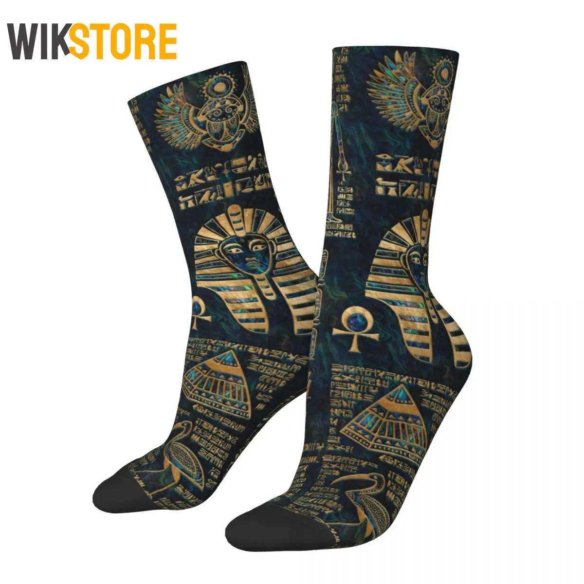 

Egyptian Hieroglyphs And Deities Socks Men Women's Egypt Pharaoh Sock Harajuku Summer Autumn Winter Breathable Middle Tube Socks