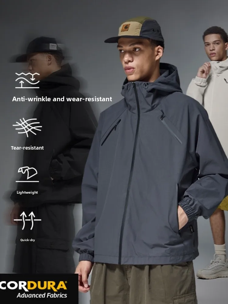 

Outdoor Men's Windproof Waterproof Qui Dry Jaet Spring Autumn Sle Retro American Functional Sport Coat Multi ket Design