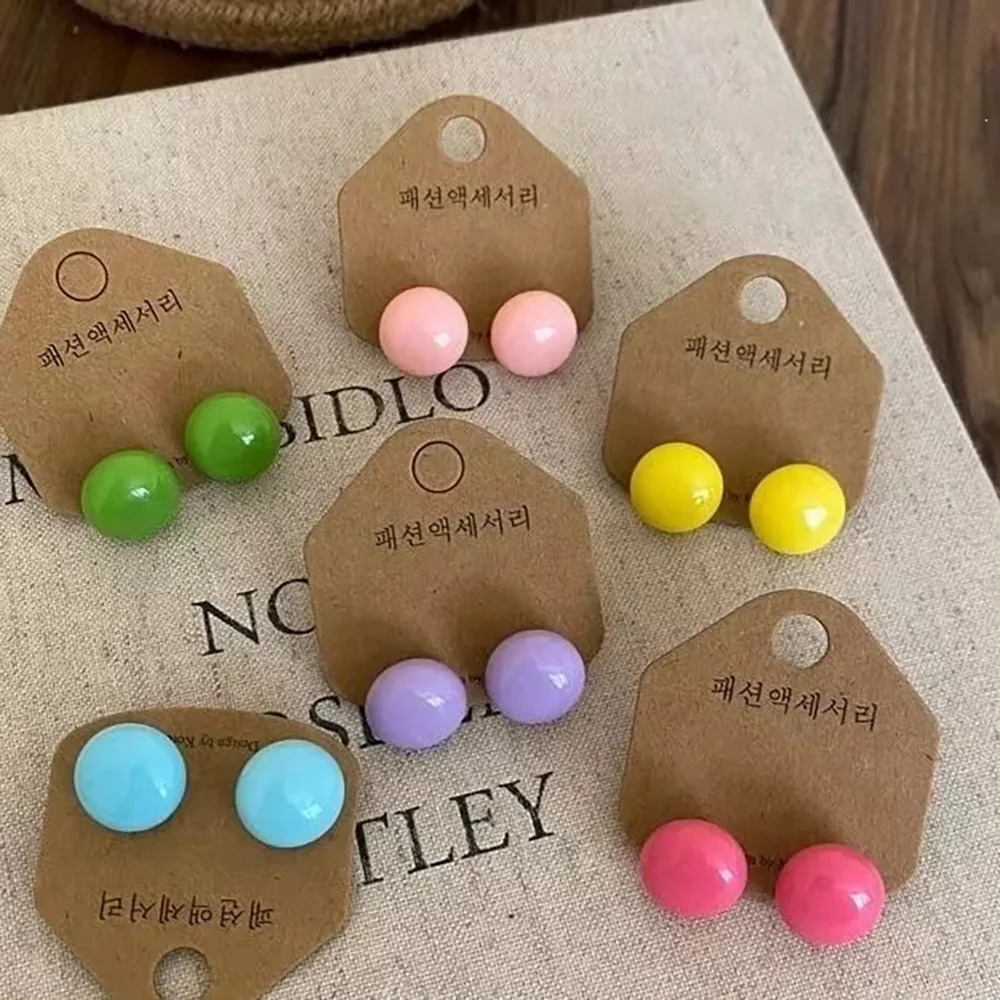 Candy Rainbow Bean Stud Earrings for Women Dopamine Colored Simple Unique Beautiful Vitality Sweet Daily Vacation Jewelry Gift