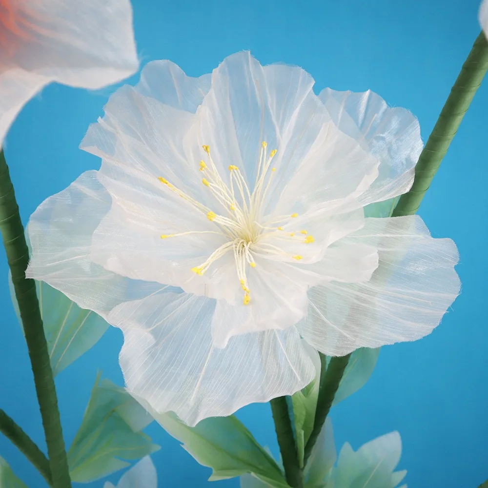 

30/40/50cm Artificial Peach Blossoms Giant Gauze 3D Fluffy Petals Large Flower Head Floor Display Wedding Landscaping