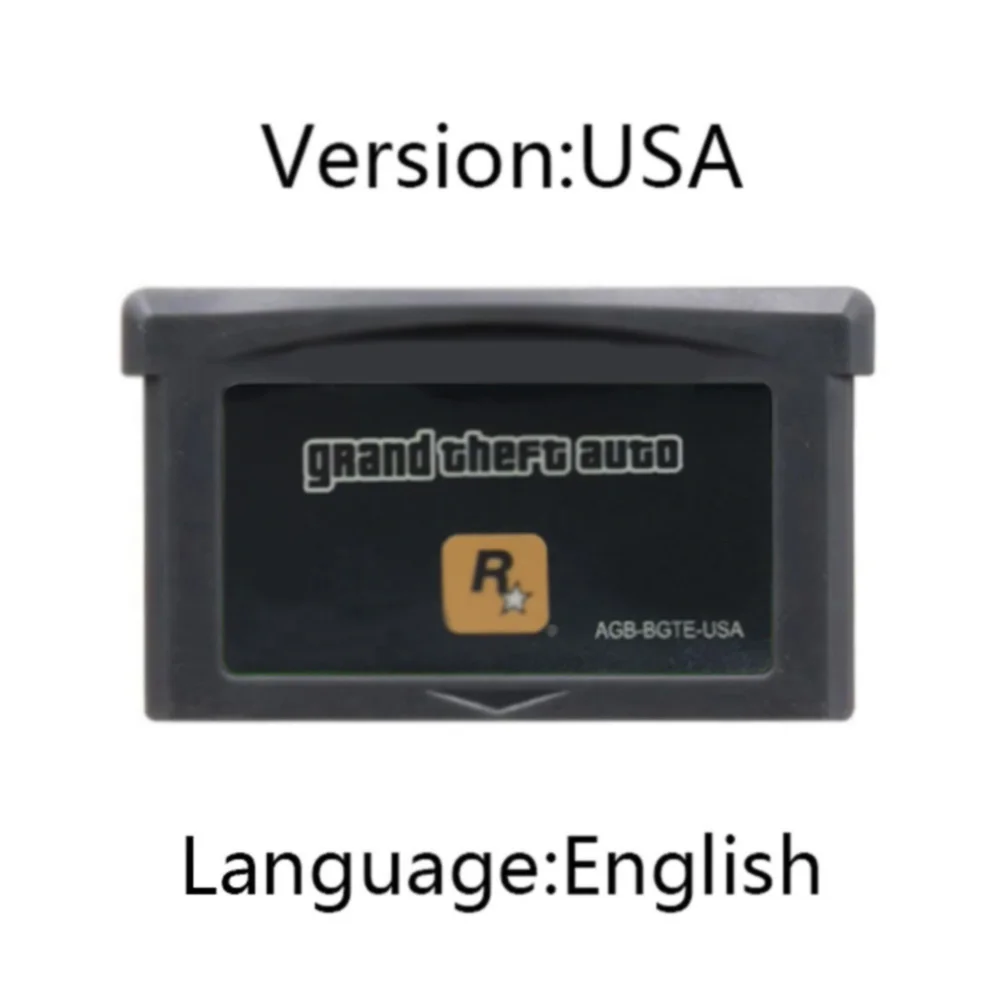 بطاقة وحدة تحكم خرطوشة أوتوماتيكية Grand Theft لألعاب الفيديو GBA لمشغل محمول 32 بت إصدار الولايات المتحدة الأمريكية/EUR
