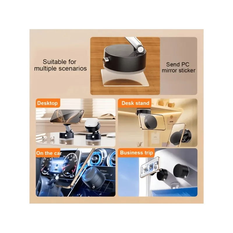 New Foldable Magnetic Vacuum Suction Phone Holder Double Sided Suction Cup Car Bracket Portable Lazy Phone Stand for Home Car ﻿