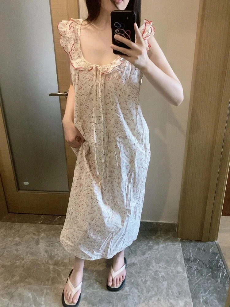 Douce chemise de nuit florale pour femme, vêtements de nuit baggy doux et doux, vêtements pour étudiants assortis, décontracté, Ulzzang, maison