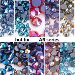 SS6-SS30 Plating AB Colors  High Quality Hot Fix Crystal Super Glitter Strass Iron On s for Fabric Garment