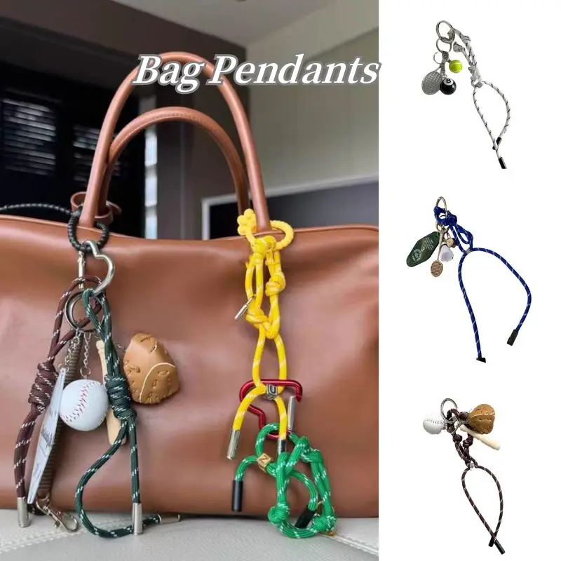 

Keychain Bag Pendants Hand Woven Phone Ornament High Quality Cute Bag Decors For Girls And Women Badminton Tennis Pendants 1PC