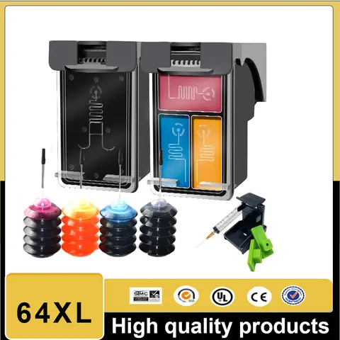 Vilaxh – cartouche d'encre 64XL Compatible pour imprimante HP 64 XL, HP64 Envy 6200 7100 7800 7164 7855 7864 6252 6255, noir et couleur