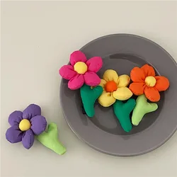 Cute handmade fabric flower hairpin side clip Spring cream color small flower duckbill clip bangs clip Korean version