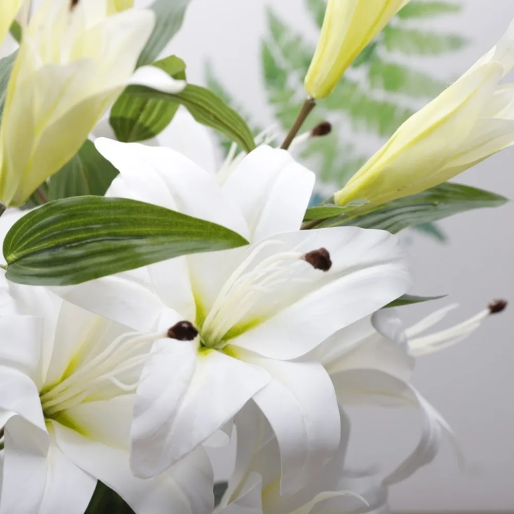5 Head Artificial Flower Branch Plastic Elegant Simulation Lilium Brownii Flower 97cm Real Touch Fake Flowers Home Office Decor