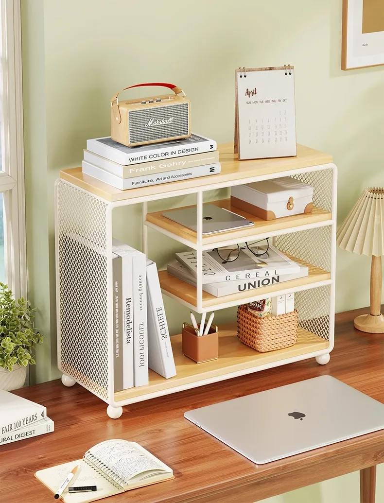 

Desktop Iron Storage Rack, Multi-Layer Decoration Office File Layered Storage Rack, Student Dormitory Desk Bookshelf