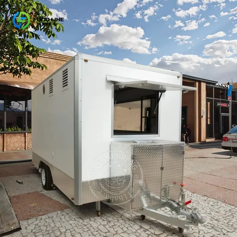 New Mobile Food Trailer with Full Kitchen Pizza Coffee Camper Van Ice Cream Hot Dog Food Truck 24 ft BBQ Cart Fully Equipped