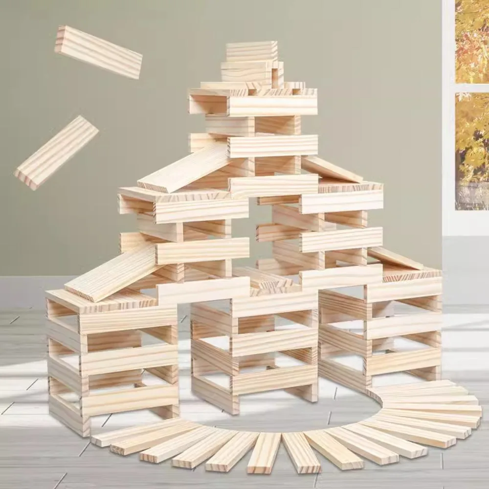 Blocchi da costruzione in legno per bambini Giocattoli impilabili in legno naturale per i più piccoli Apprendimento creativo del set da gioco