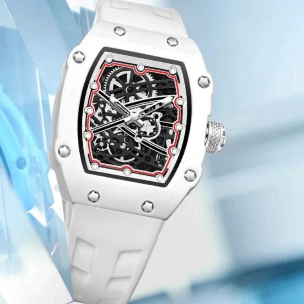 Tonneau Ultra-Thin Quartz Watch Men Trendy Fashion White Creative Hollow Design Super Luminous Personalize AAA Watch Relogio