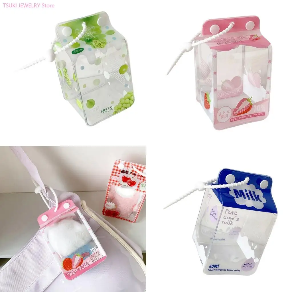 62KE Stylish Translucent Milk Box Design Purse Clear Figure Display Bag for Women