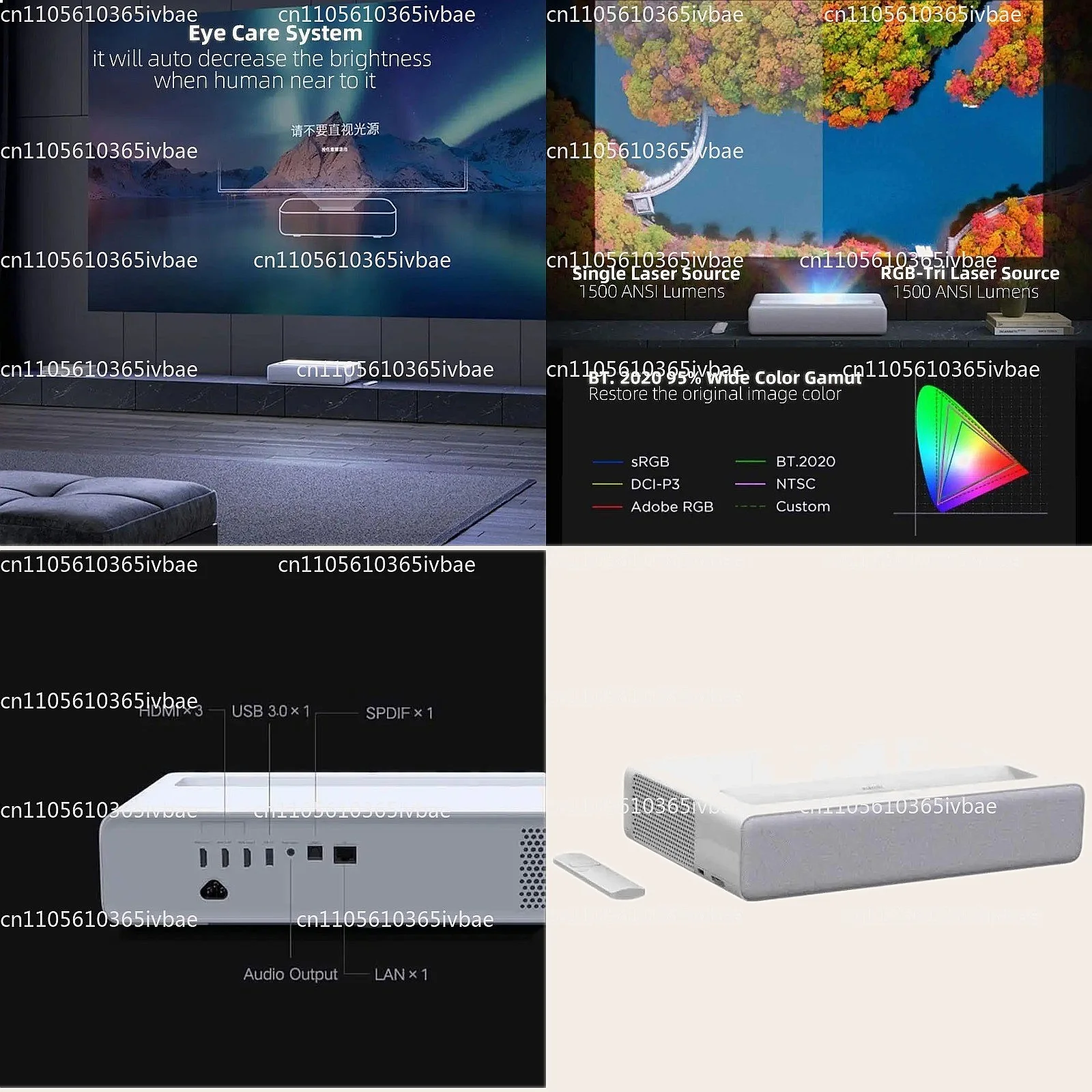 1080P Laser Projector, 4K/8K Supported, 1500 ANSI Lumens, Triple Laser Light Source, Android Smart Home Theater Projector