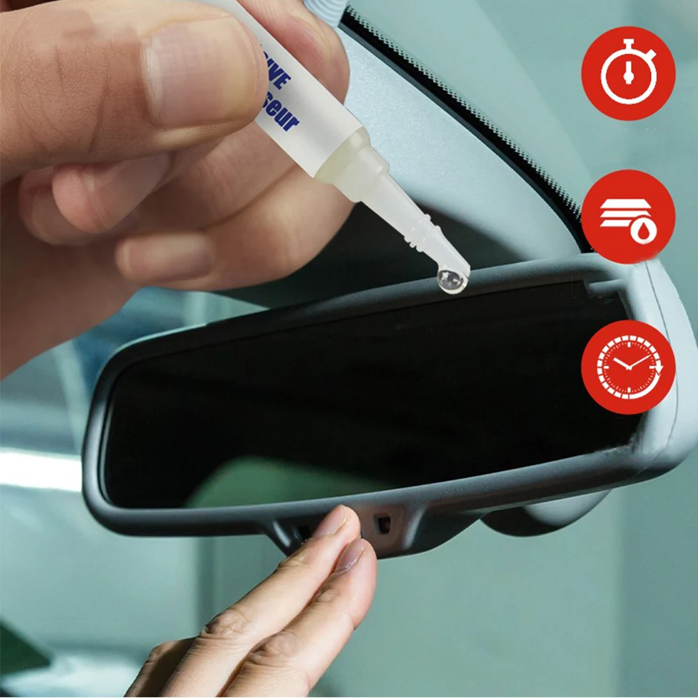 Car Rearview Mirror Adhesive Professional Strength Permanent Glue Auto DIY Repair Accessories Bonding For Glass & Metal