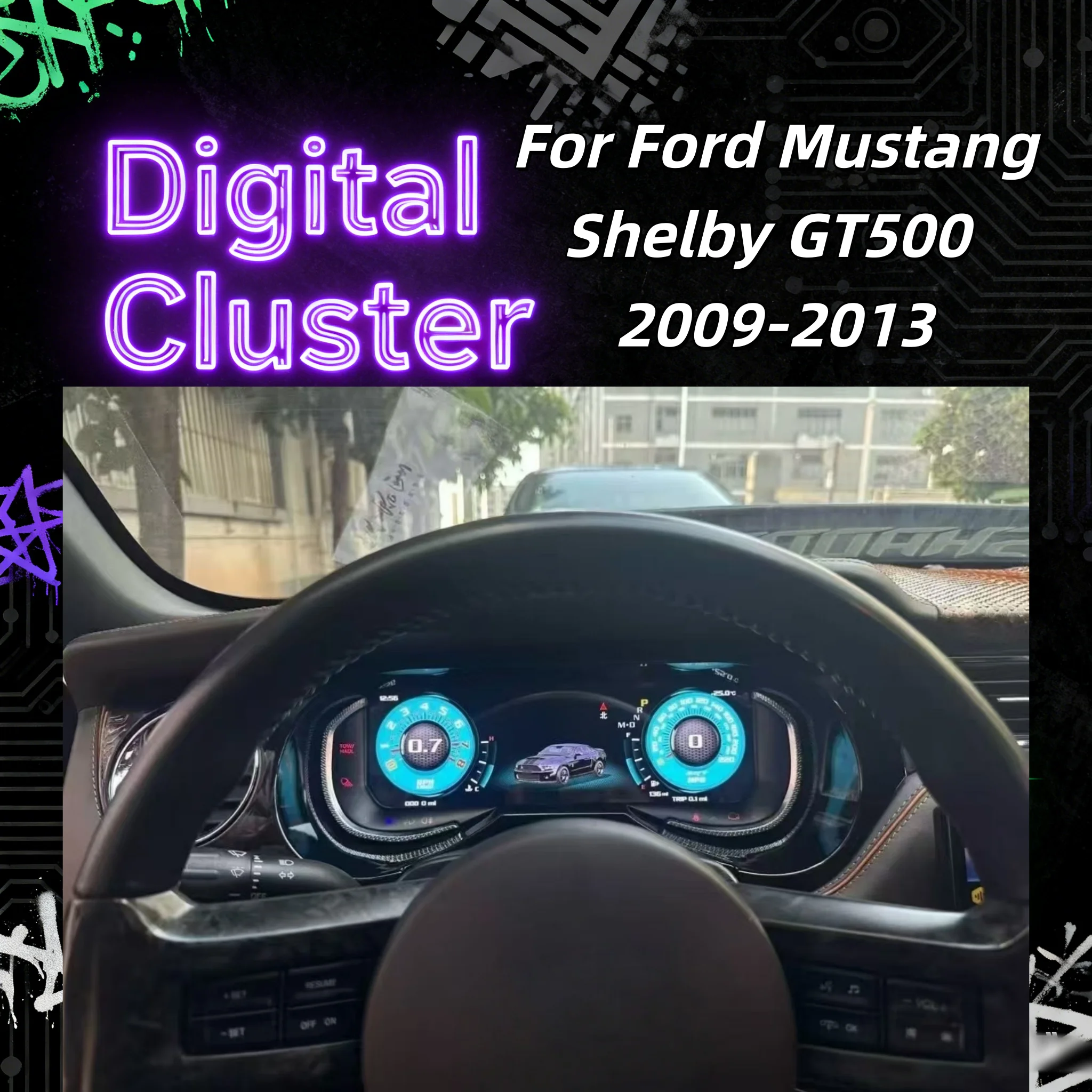 

Speedometer Car Digital Cluster For Ford Mustang Shelby GT 500 2009-2013 Dashboard Carplay Navi LCD Instrument Panel Head Unit