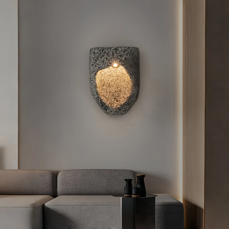 Retro Creative Imitation Stone Wall Lamp Mid-centurySimple Background Wall Light Living Room Dining Room Bedside Decor Wall Lamp