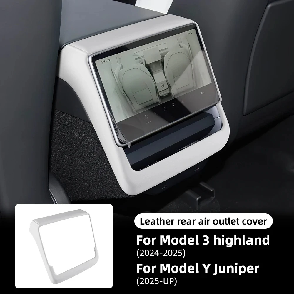 Leather Rear Screen Frame Protective ABS Cover for Tesla Model Y Juniper Launch 2025-Up Model 3 Highland 2024 Car Accessories