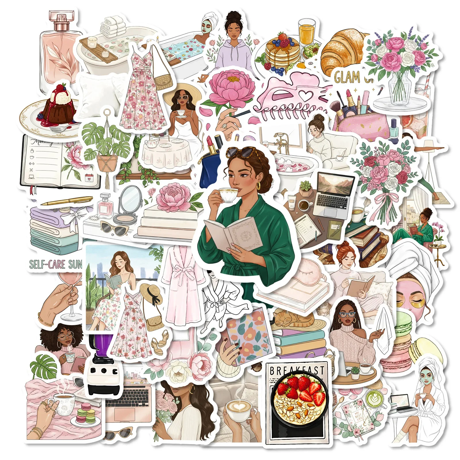 

10/56PCS Girl Refined Life Graffiti Stickers INS Style Aesthetics Decal DIY Luggage Phone Guitar Scrapbook Cup Birthday Party