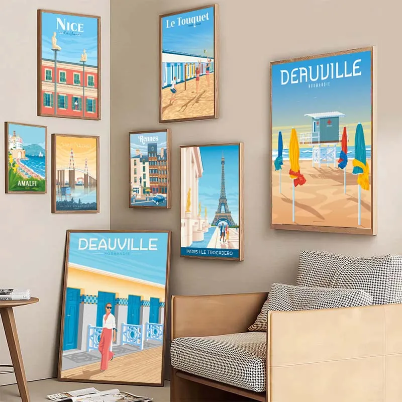 أوروبا السفر الصيف الشتاء لطيفة فرنسا لشبونة موناكو الملصقات قماش الطباعة صور فنية للجدران لغرفة المعيشة ديكور لا الإطار #4