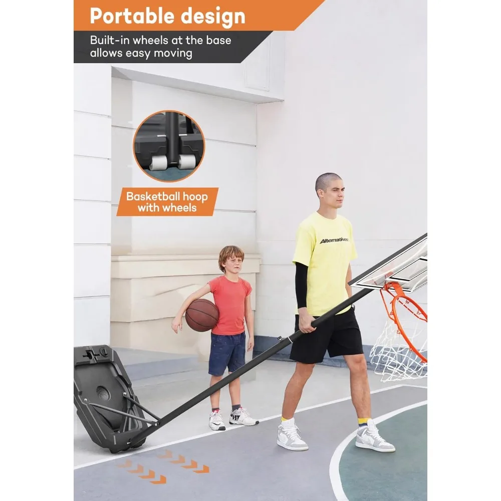 cesta de basquete portátil de altura ajustável para crianças, adolescentes e jovens - ideal para jogos no quintal e no garagem
