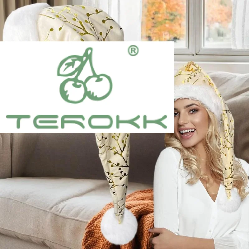 

Plush Pattern Christmas Hat With Long Fur Trim, Christmas Decorative Hat, Festive Decoration