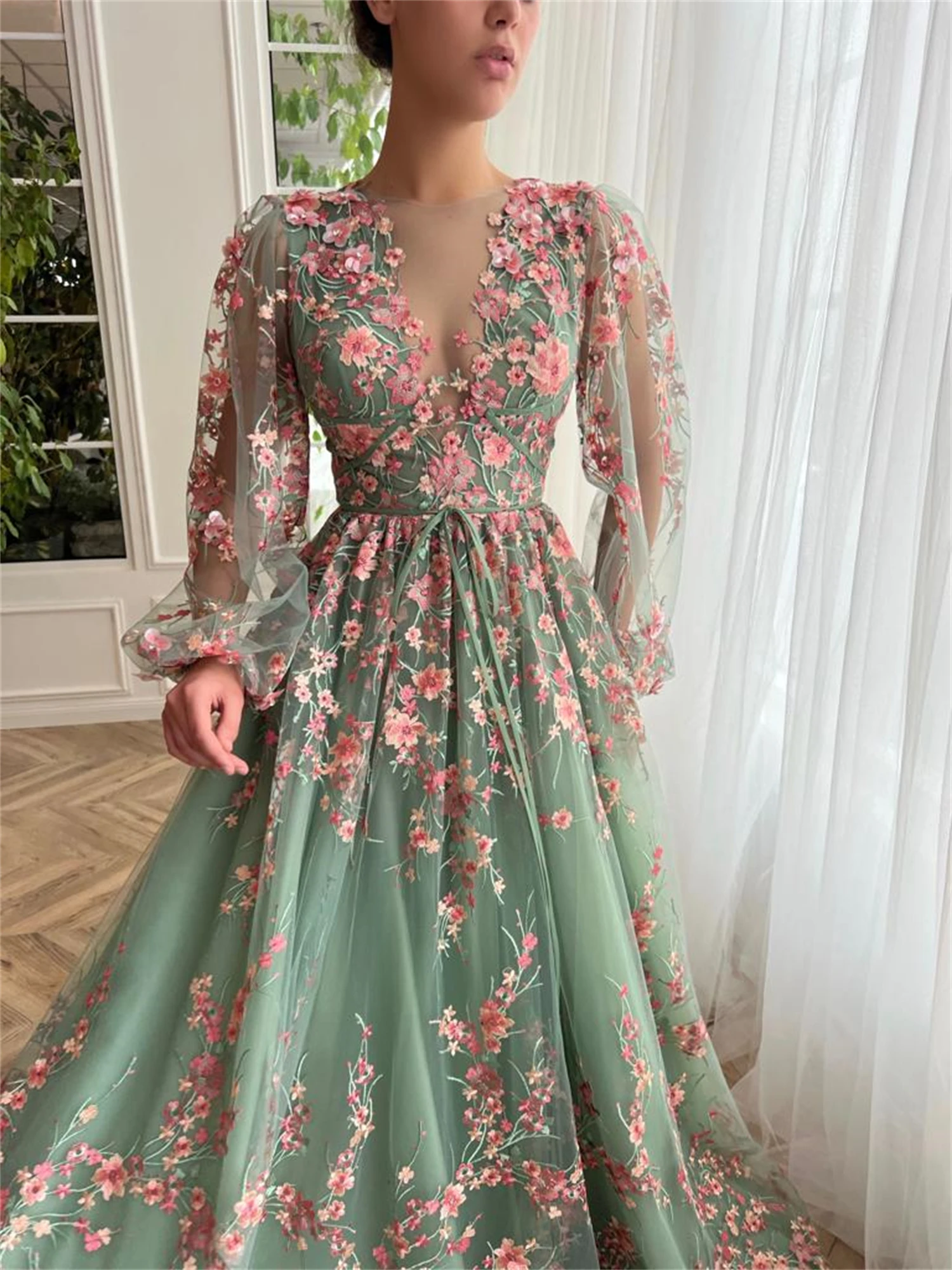 Lucy Green Women Evening Dress Dresses for Prom Fairy Skirt Cocktail of Dresses Coming of Age Ceremony Flowers Birthday Party