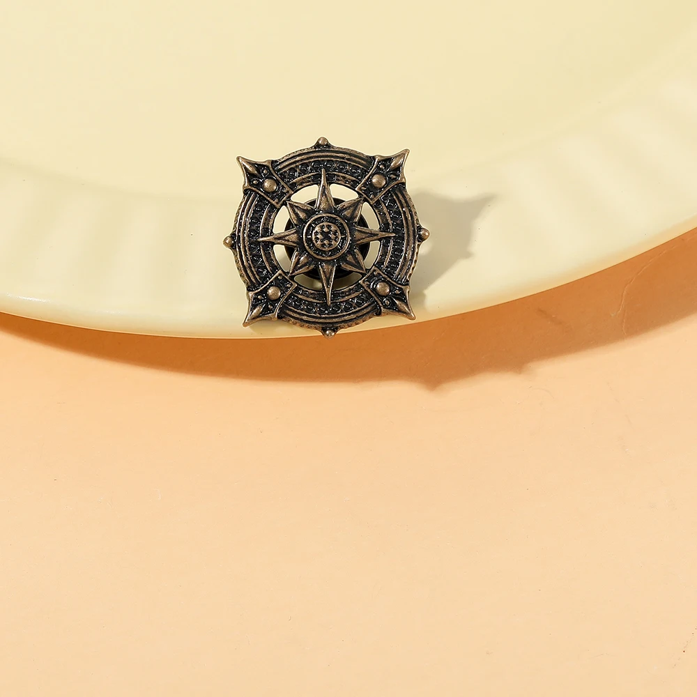 Vintage Hollow Out Compass Design Round Lapel Pins The Secret Tools of Time Travelers Brooches