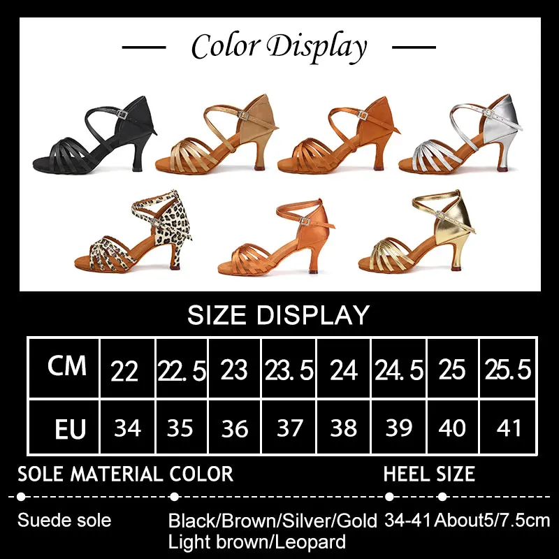 SWDZM Women Latin Dance Shoes High Heels Tango Party Dance Shoes For Girls Ladies Salsa Dancing Sandals Ballroom Shoes 5/7.5cm