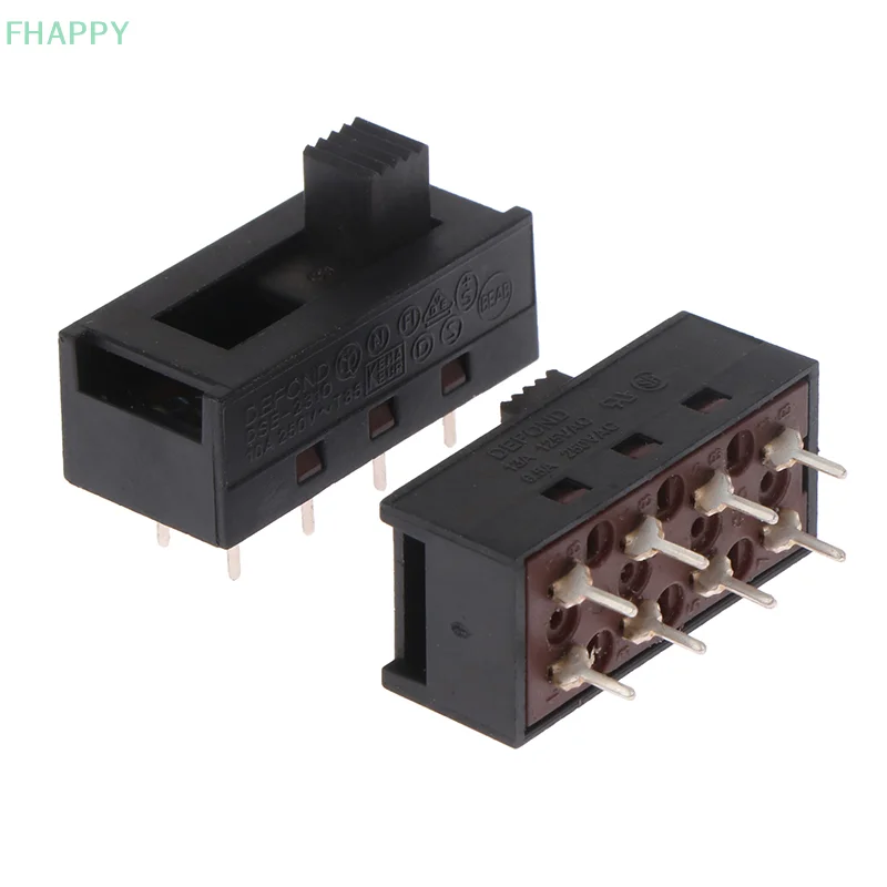 2 uds DSE-2310 pines puntiagudos 8 pies 3 archivos 10A250V interruptor de palanca interruptor deslizante negro interruptor de secador de pelo