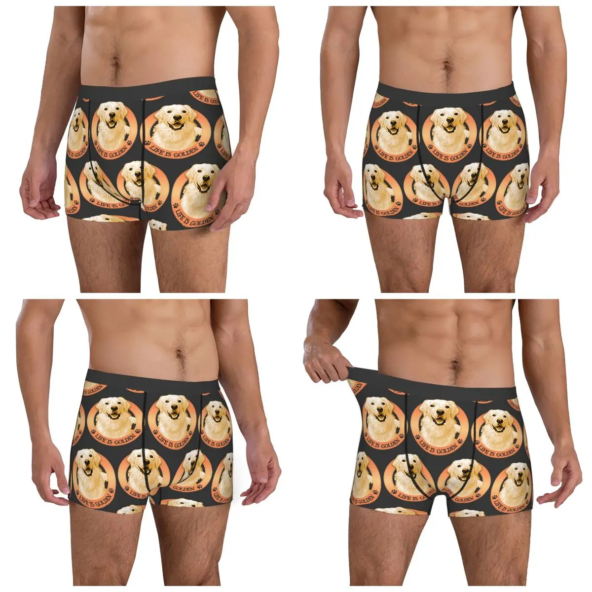 Boxer Underpants Shorts Life Is Golden Retrievers Panties Men's Soft Underwear for Homme Man Boyfriend Gifts