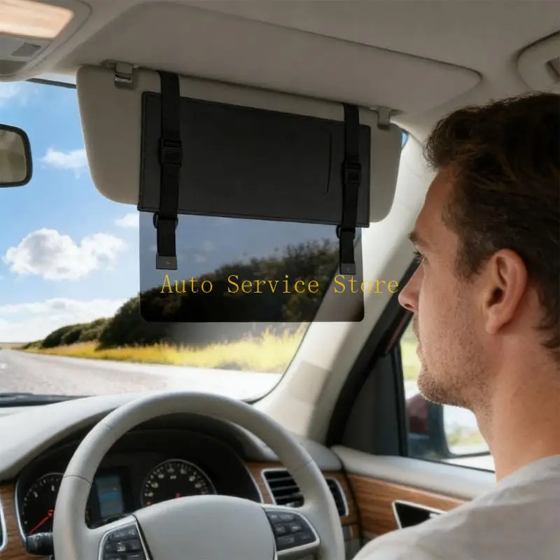 462A Premium Leather Car Shade Expander Polarized To Decrease Sun Brightness While Driving