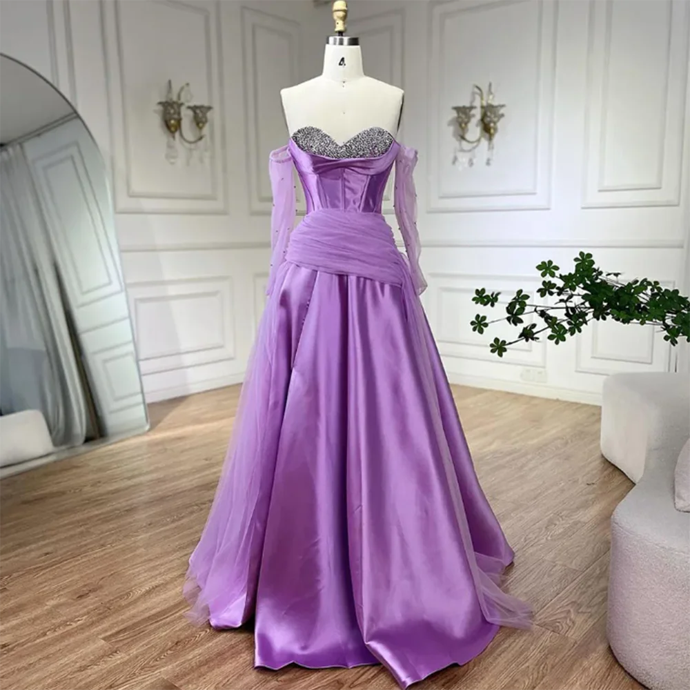 Elegant New Arrival Purple Women Prom Dresses Sweetheart Floor Length A-Line Sweet High Quality Female Evening Party Gowns