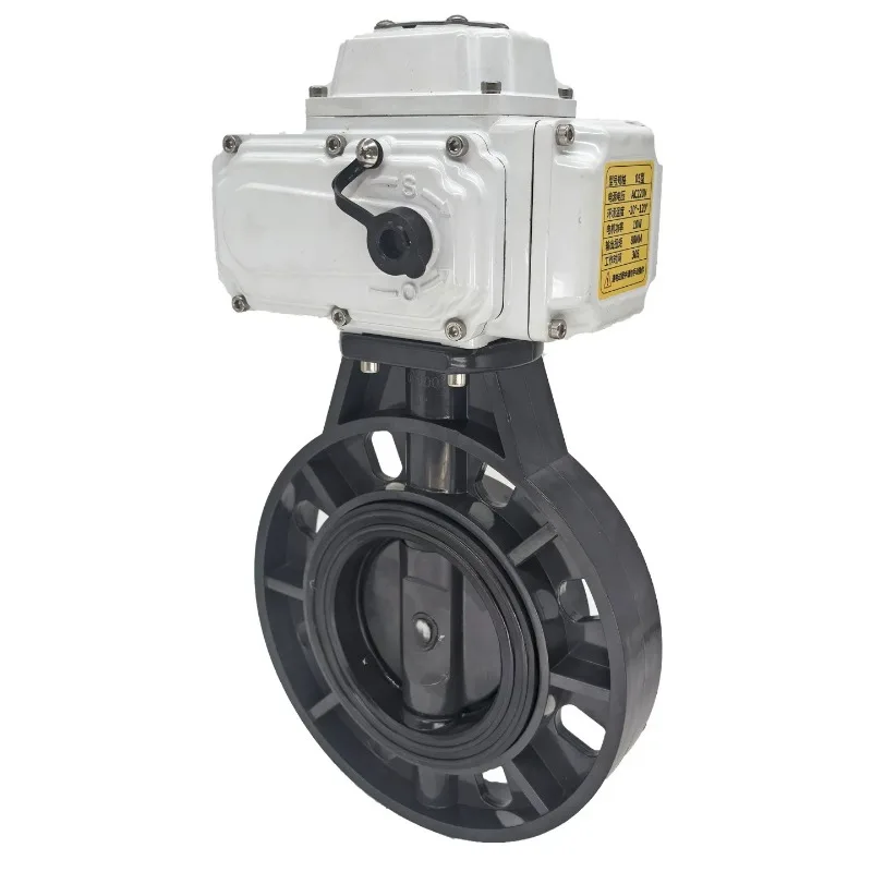1pcs D971X-10S UPVC pair clip plastic corrosion resistance explosion-proof waterproof adjustment electric PVC butterfly valve