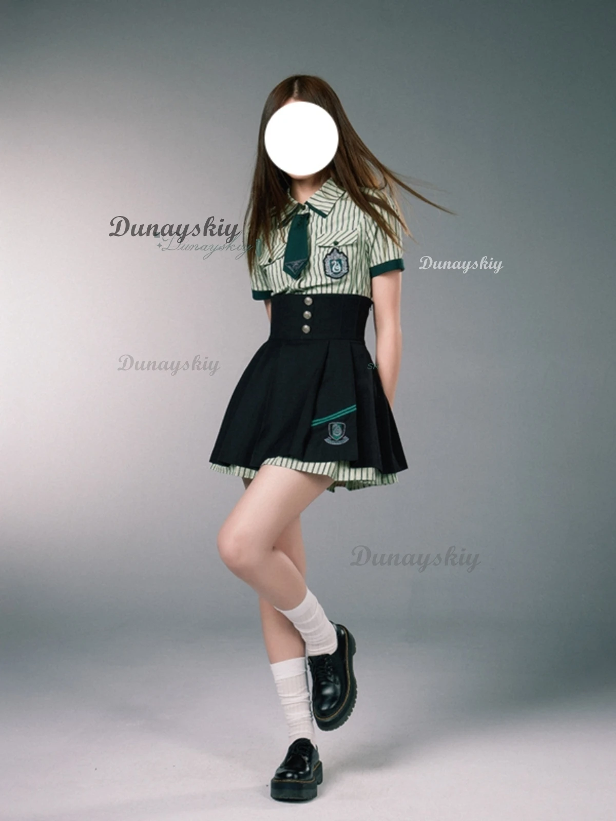 Новинка лета 202, зеленое школьное платье JK в вертикальную полоску, кавайная рубашка, юбка для женщин и девочек, Хэллоуин, карнавал