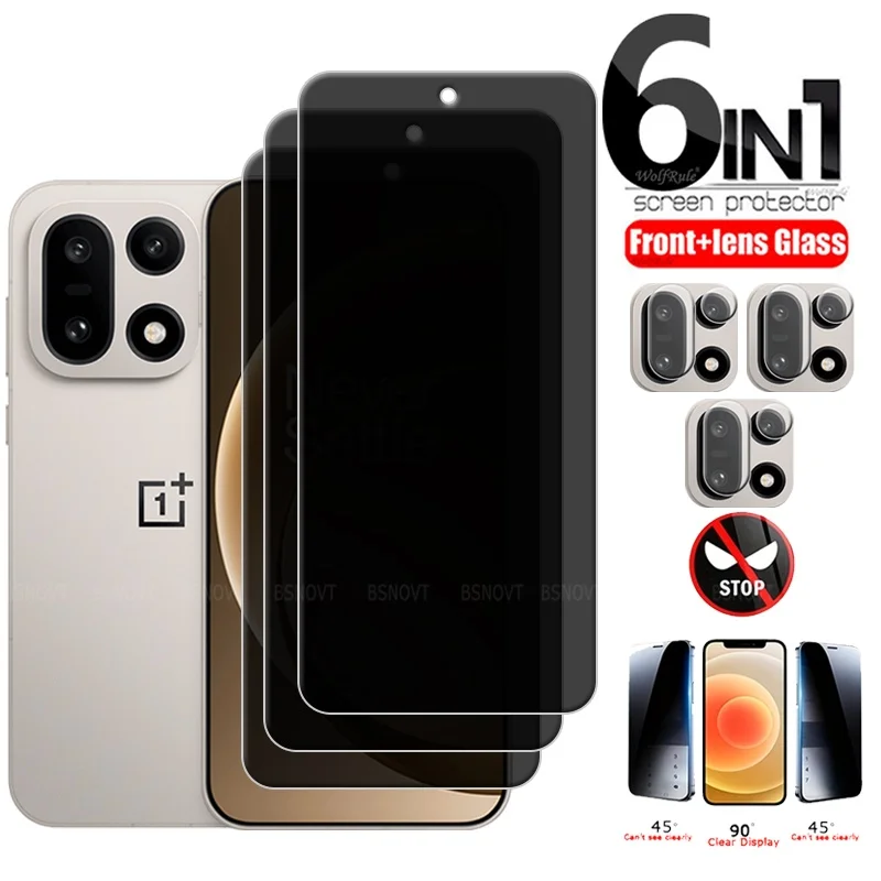 6-in-1 For Oneplus 15 Glass Oneplus 15 Tempered Glass Phone Protective 9H Cover Anti-Spy Privacy Screen Protector for Oneplus 15