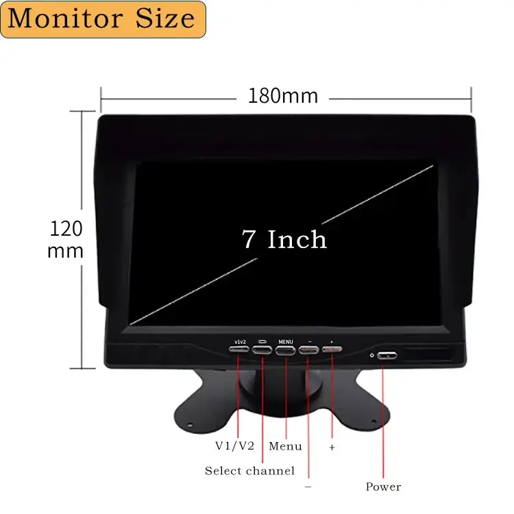 7-Inch AHD 1080P Truck Recorder 2 Cameras Monitor Waterproof Night Vision Reversing Parking Kit 4 Pin/AV Cable RV
