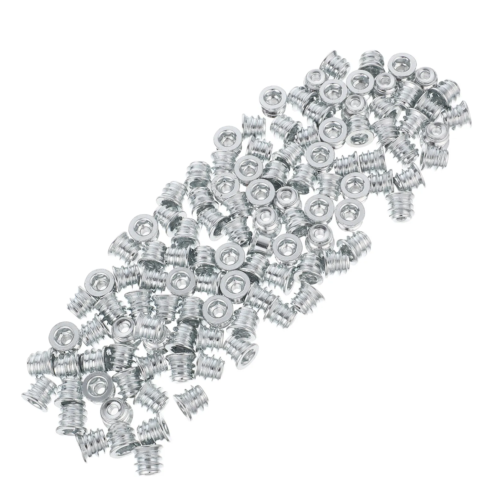 Afbeelding 3: 100 Stuks Houten Meubels Schroefdraadinserts Verzinkt Koolstofstaal Hex Socket Schroef-in Moer Connectors voor Kast Montage Reparatie