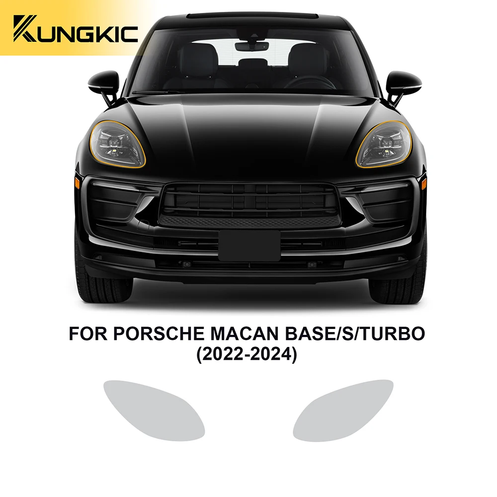 

KUNGKIC Headlight Film for Porsche Macan Base S Turbo 2022 2023 2024 Paint Protection Precut Car Clear Bra Transparent PPF TPU