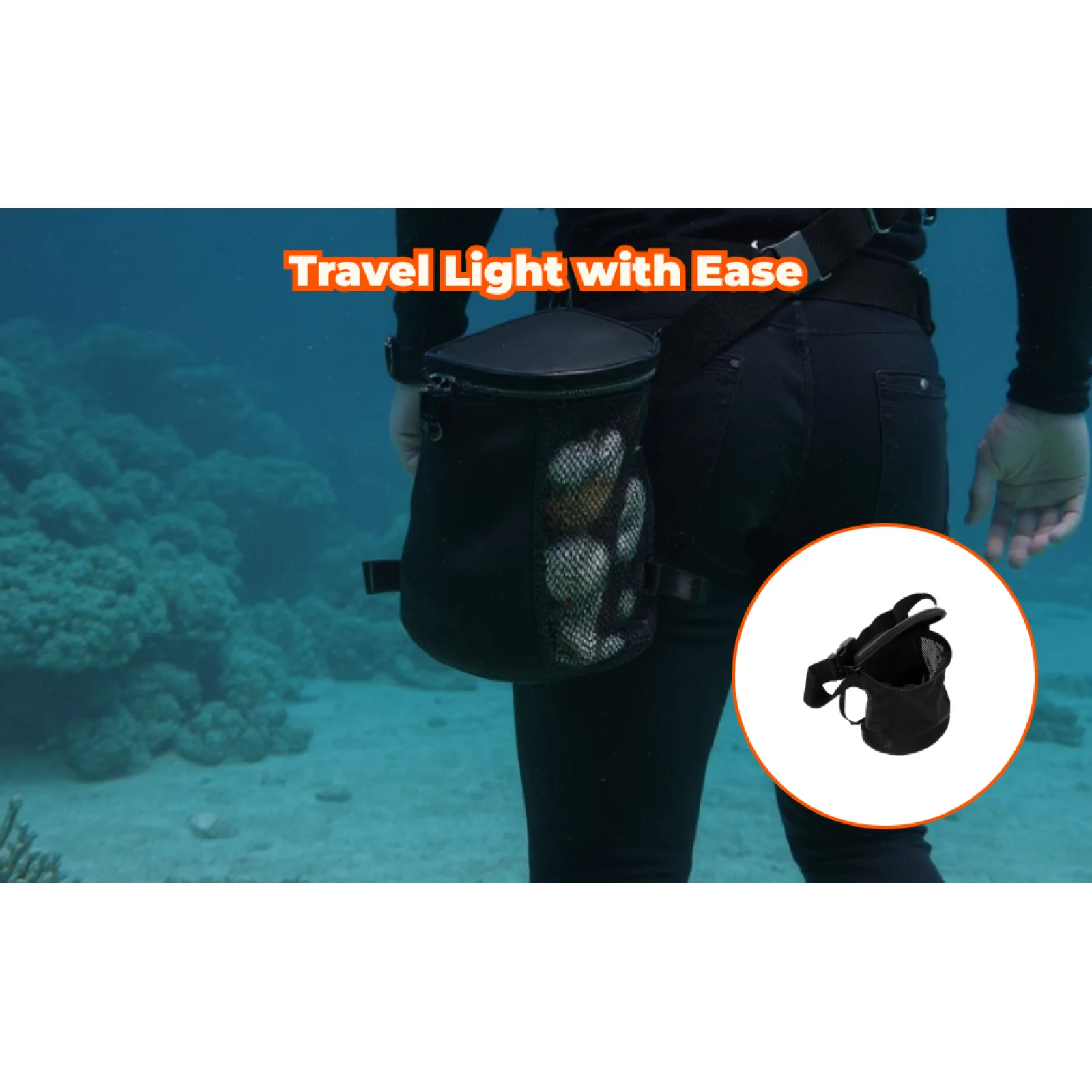 

Diving Underwater Mesh Bag Quick Release Strap Storage Pouch for Snorkeling Water Sports Swimming