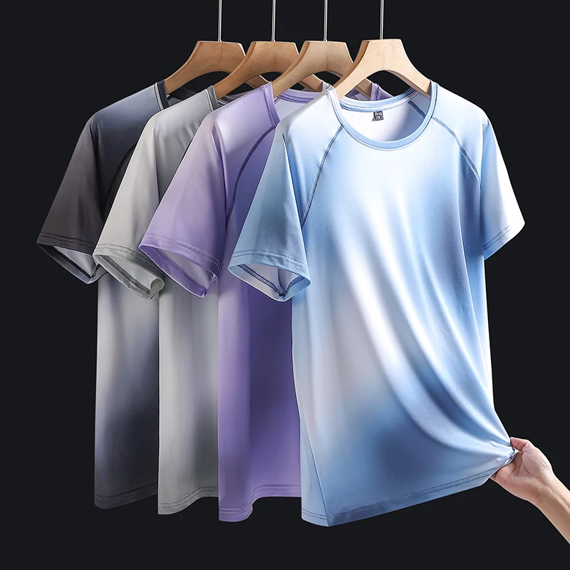 Fashion O-Neck Printed Short Sleeve Gradient T-Shirts Men's Clothing 2024 Summer New Loose Casual Tops All-match Tee Shirt