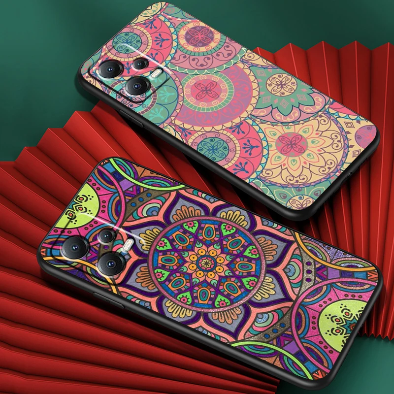 Mandala Flowers Beautiful Art For Xiaomi Redmi Note 13 12R 12 12S Turbo 11 11T 11S 10 10S Pro Plus 5G Black Back Phone Case