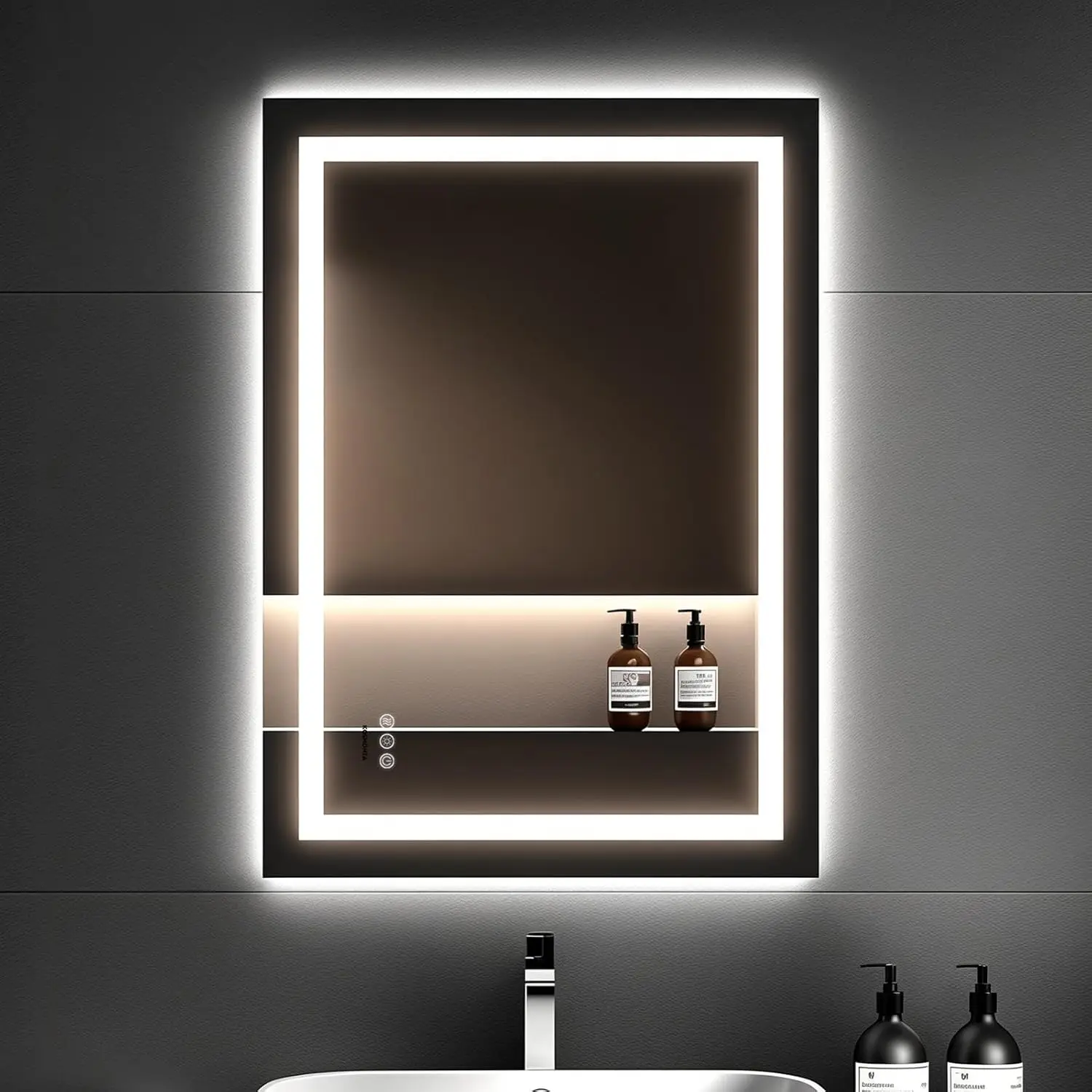 36x24 Inch LED Bathroom Mirror with Lights, Anti-Fog, Dimmable | Backlit & Front Lit Lighted Vanity Mirror for Wall, Smart