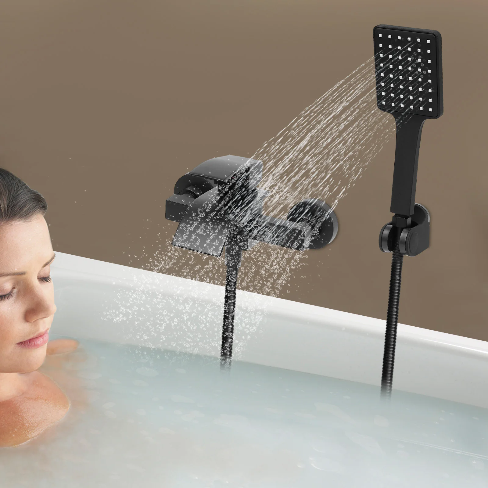 Shower Faucet Wall Mount Bathtub Faucet and Shower Spray 2 Water Outlet Ways