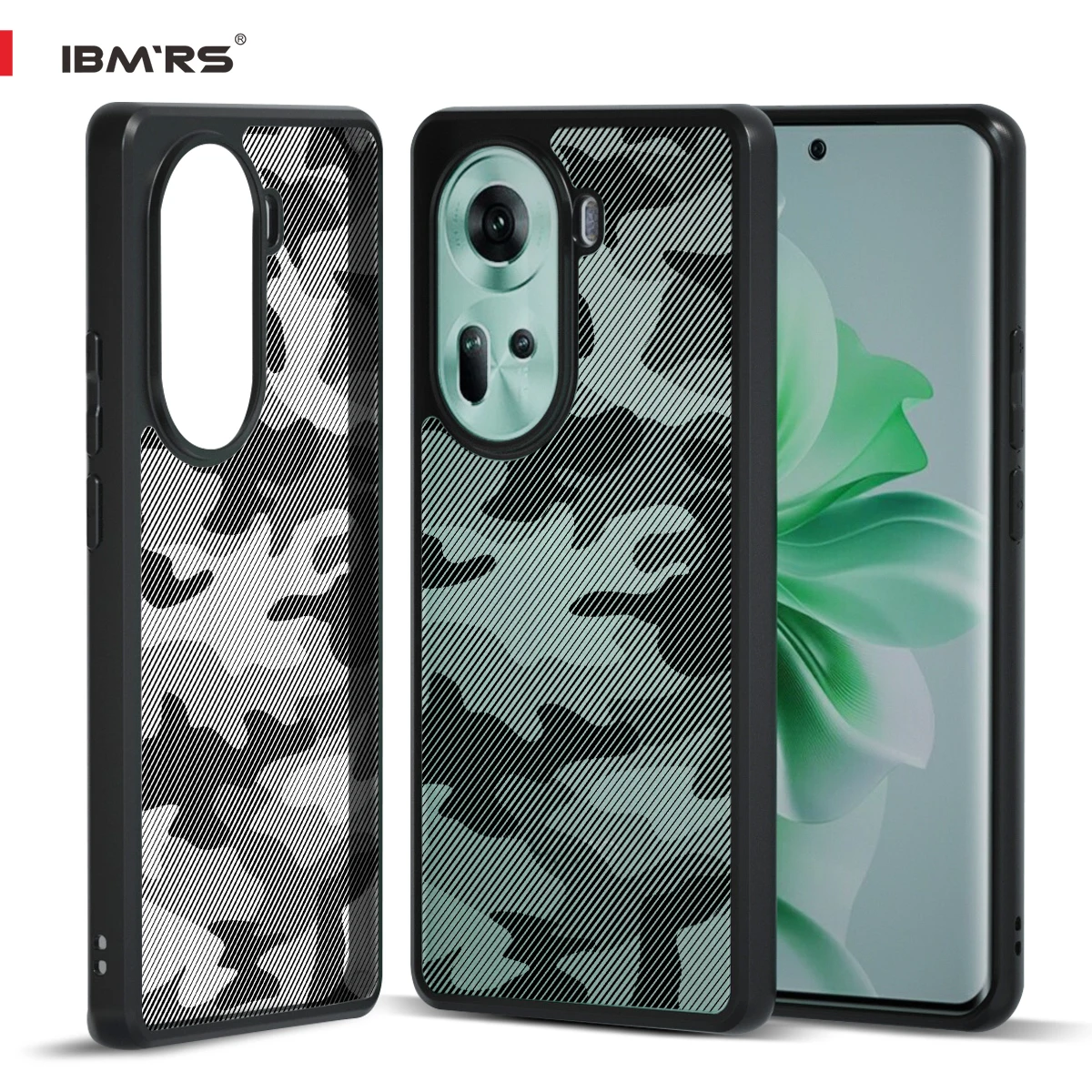 

IBMRS for Oppo Reno11 Shockproof Phone Case,Military grade protection camo clear transparent case