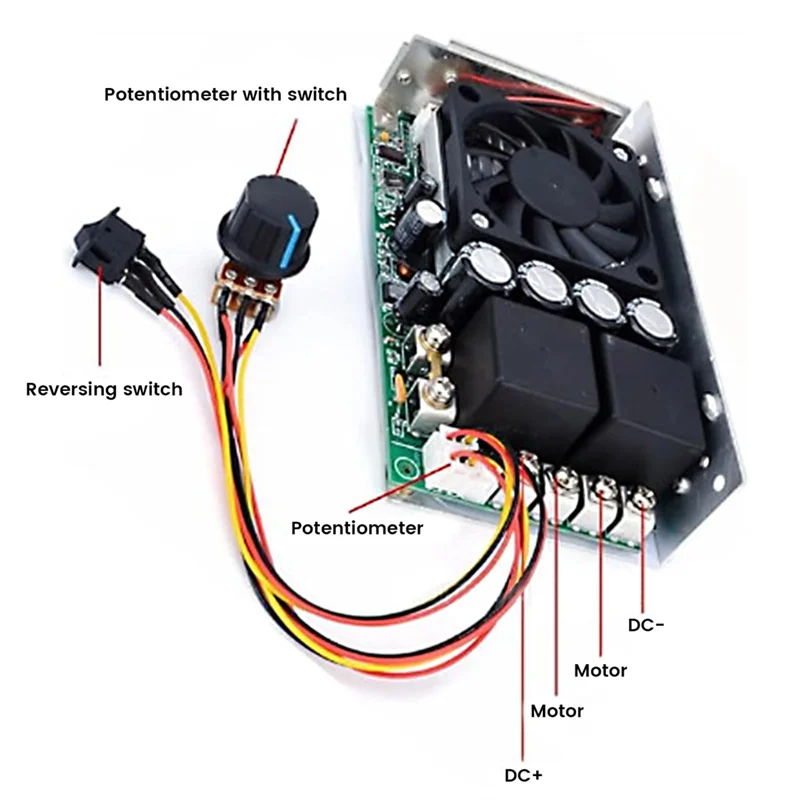 CABE-PWM 40A Nilai/100A/Puncak 5000W Pengendali Kecepatan Motor DC Tegangan Input DC 10-50V Dapat Disesuaikan