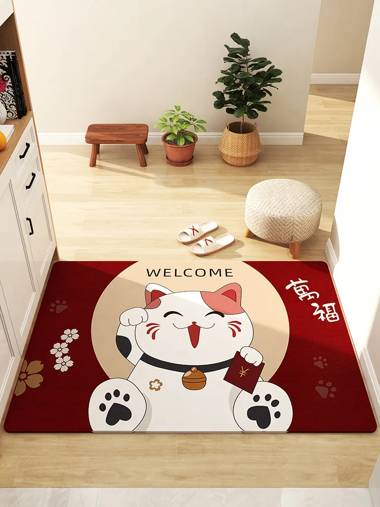 

Red Festive Entrance Door Mat Home Foyer Hallway Entrance Carpet Doormat Non-Slip Door Foot Mat Customization