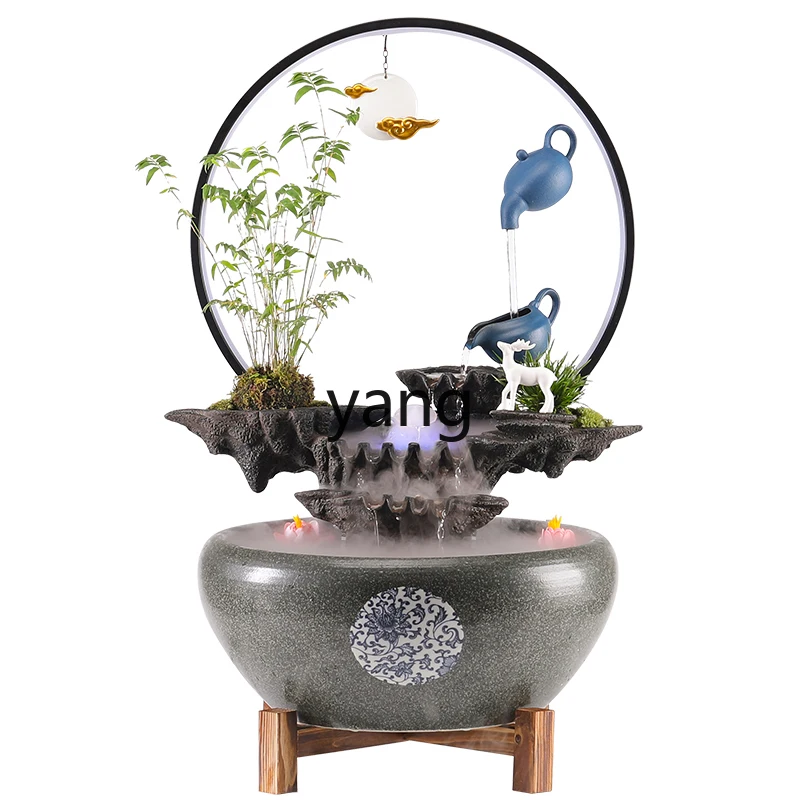 CX Water Pottery Pot Fish Farming Retro Fish Tank Fortune Decoration Office Tea Table Circulating Water