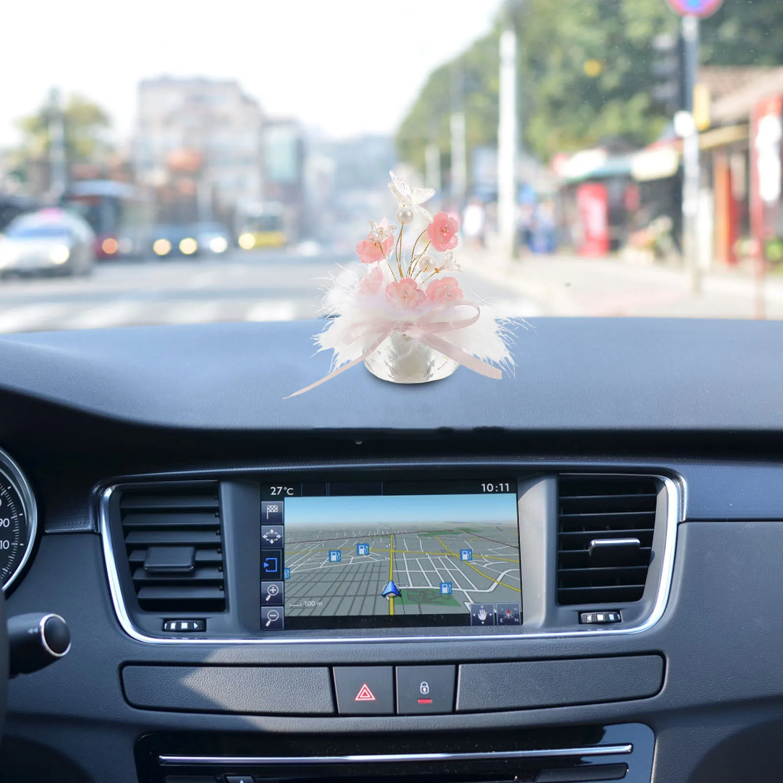 

Cute Car Dashboard Decorations Romantic Baby'S Breath Flower Ornaments Automotive Interior Accessories Vehicle Decor Butterfly