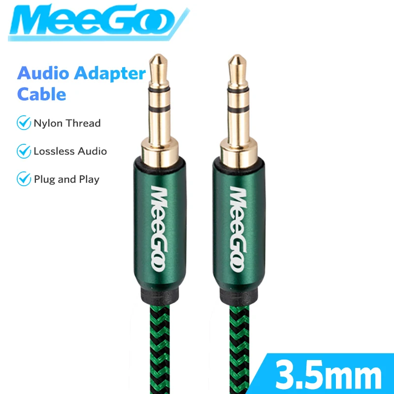 

MeeGoo Aux Cable Speaker 3.5mm Male-to-Male Metal Audio Cable for AUX Car Audio Wiring Compatible with MP3 players, MP4 players
